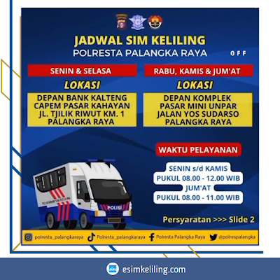 Jadwal SIM Keliling Palangka Raya